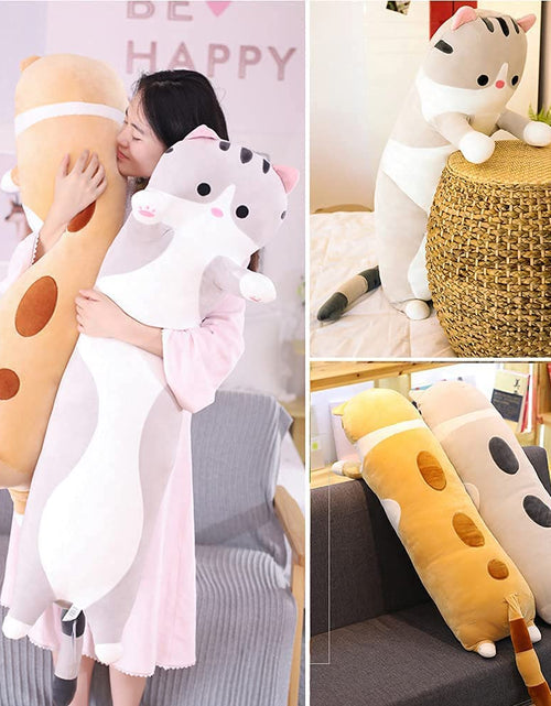 Load image into Gallery viewer, Cute Cat Plush Long Body Pillow Cuddle Cartoon Stuffed Animals Cat Plushie Soft Doll Pillows Gifts for Kids Girls (Orange, 19")
