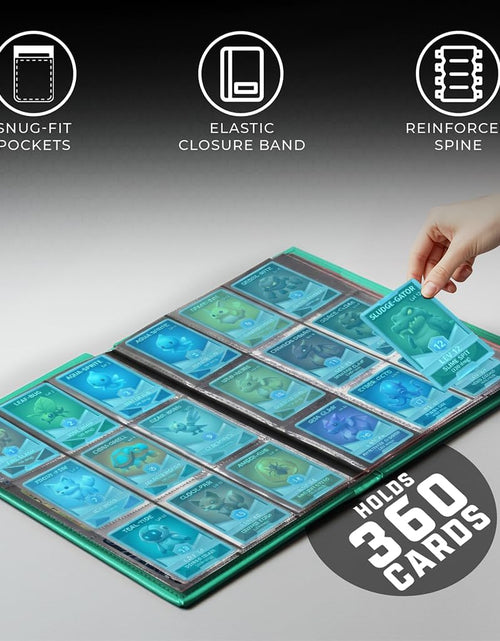 Load image into Gallery viewer, Trading Card Pro-Folio, 9-Pocket Side-Loading Pages, Holds 360 Cards, Dark Green
